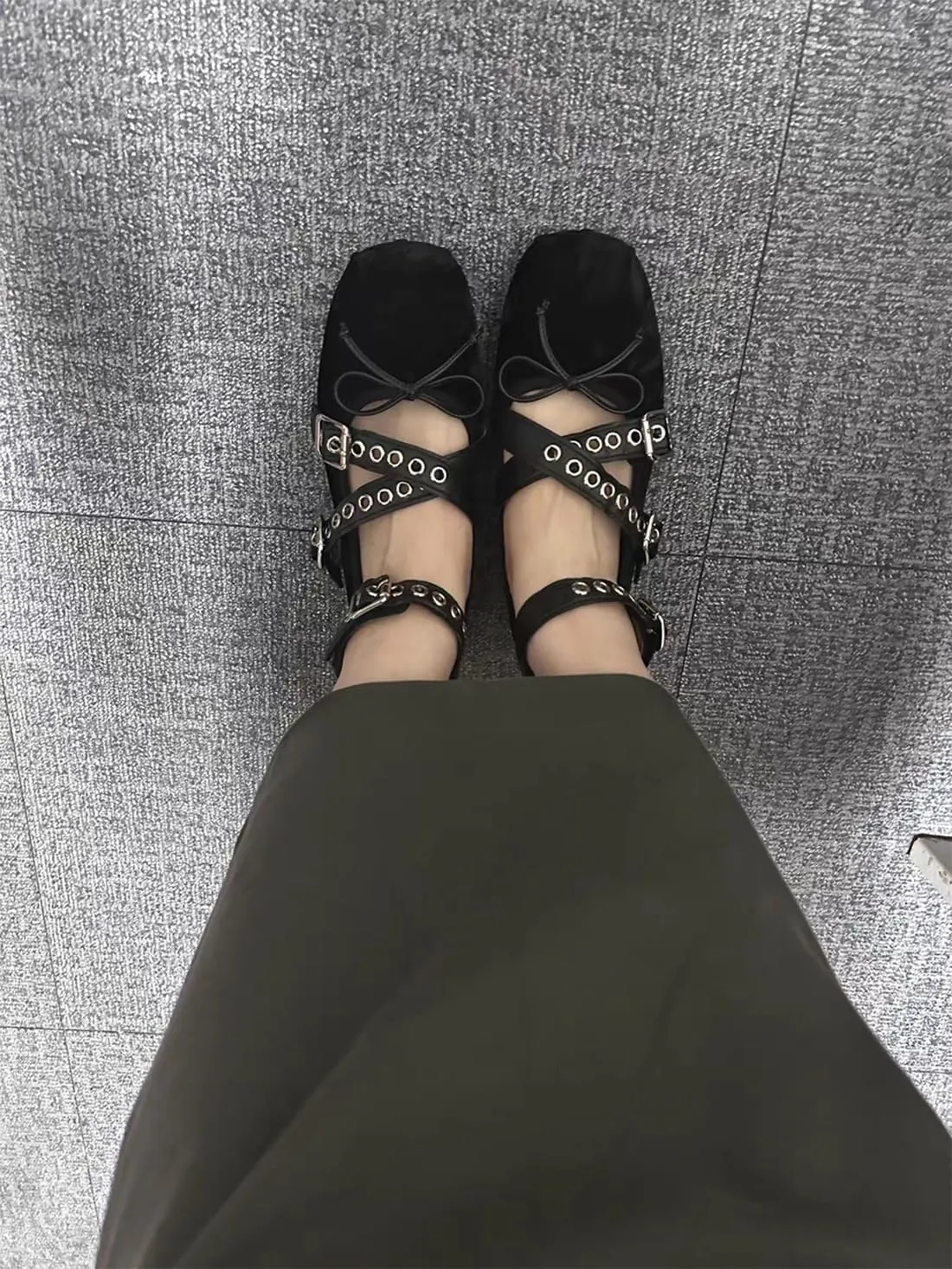 Divanne Ballet Flats for Women, Cross-Strap Ballerina Shoes Bowtie Mary Jane Flats Dress Ballet Shoes with Ankle Strap