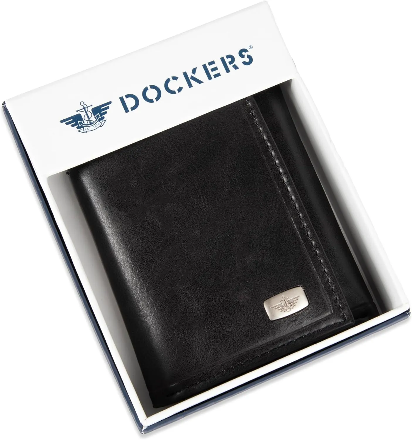 Dockers Men's Extra Capacity Slim Profile Trifold Wallet with Multiple Card Slots and ID Window