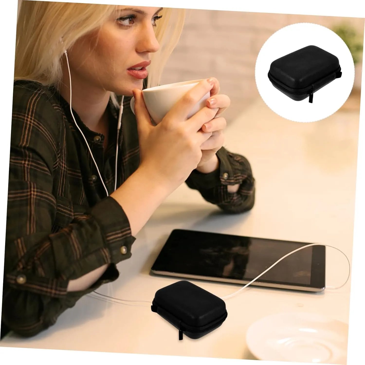 DOITOOL 2 Pcs Storage Bag Laptop Charger Case Waterproof Tote Small Electronic Travel Pu Leather Data Line