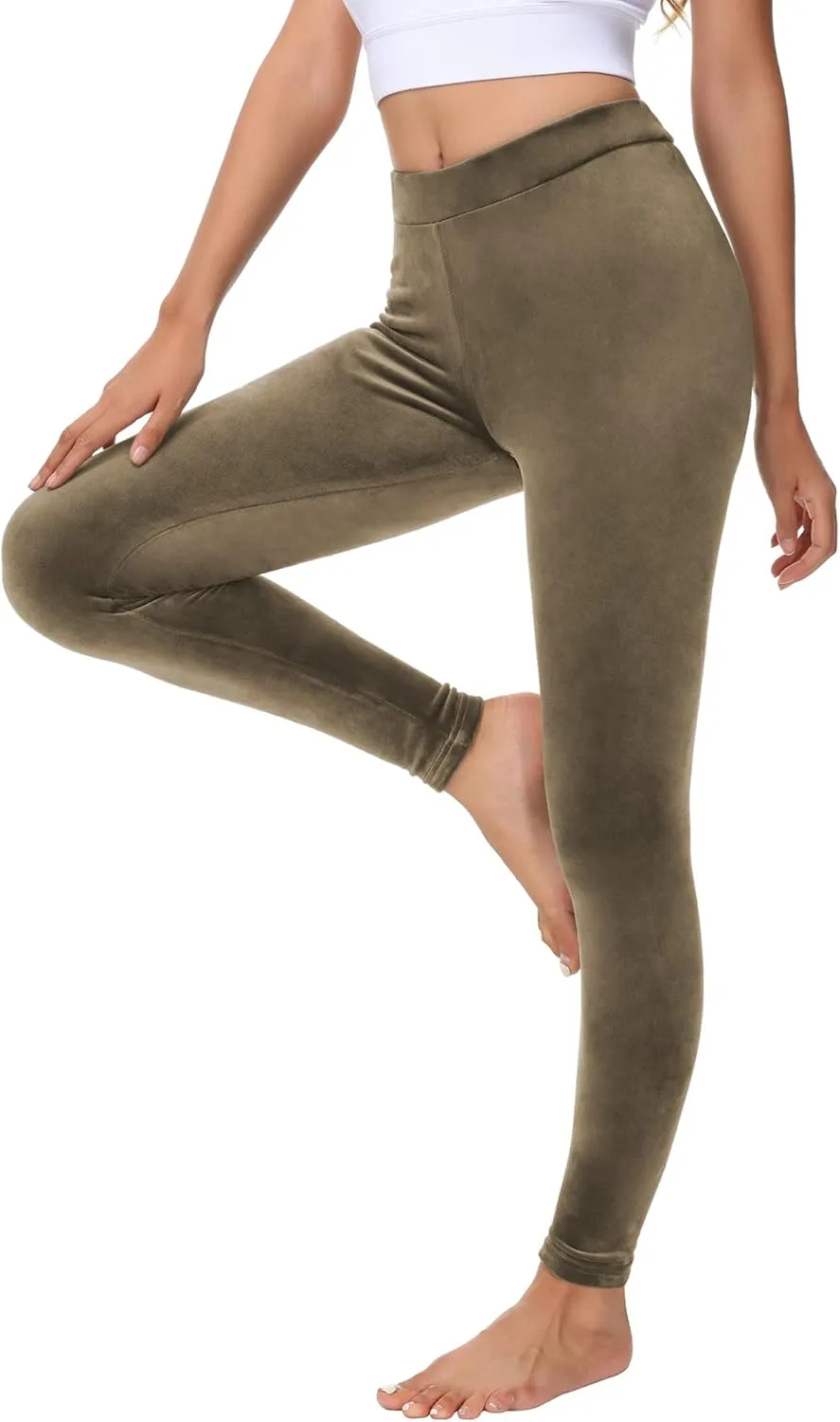 Dolcevida Women Cozy Velour Legging High Waist Buttery Soft Warm Velvet Stretch Seamless Yoga Pant