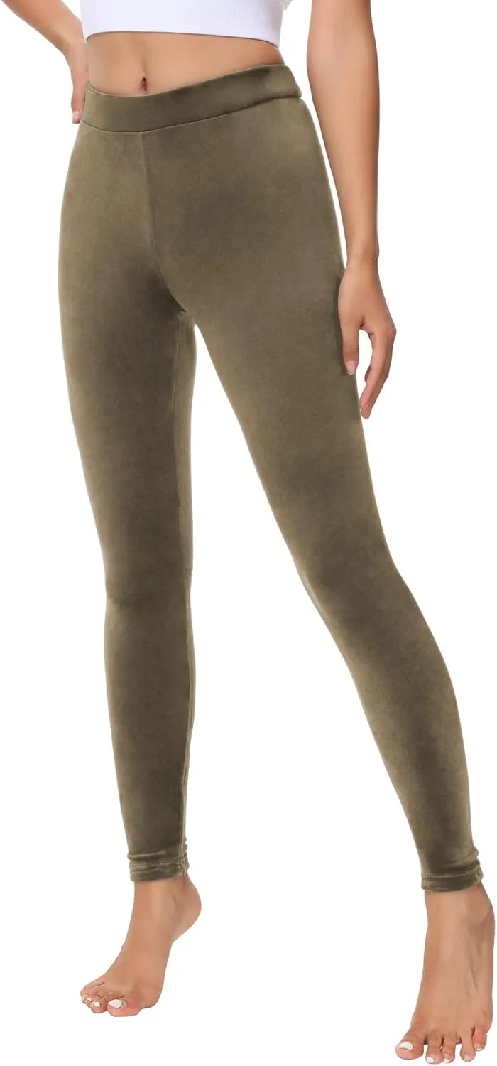 Dolcevida Women Cozy Velour Legging High Waist Buttery Soft Warm Velvet Stretch Seamless Yoga Pant