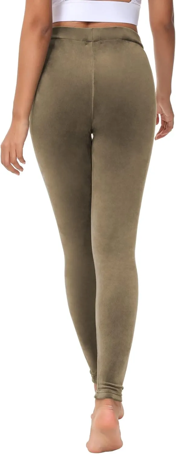 Dolcevida Women Cozy Velour Legging High Waist Buttery Soft Warm Velvet Stretch Seamless Yoga Pant