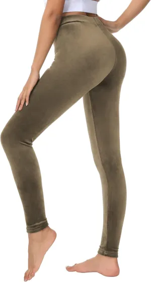 Dolcevida Women Cozy Velour Legging High Waist Buttery Soft Warm Velvet Stretch Seamless Yoga Pant