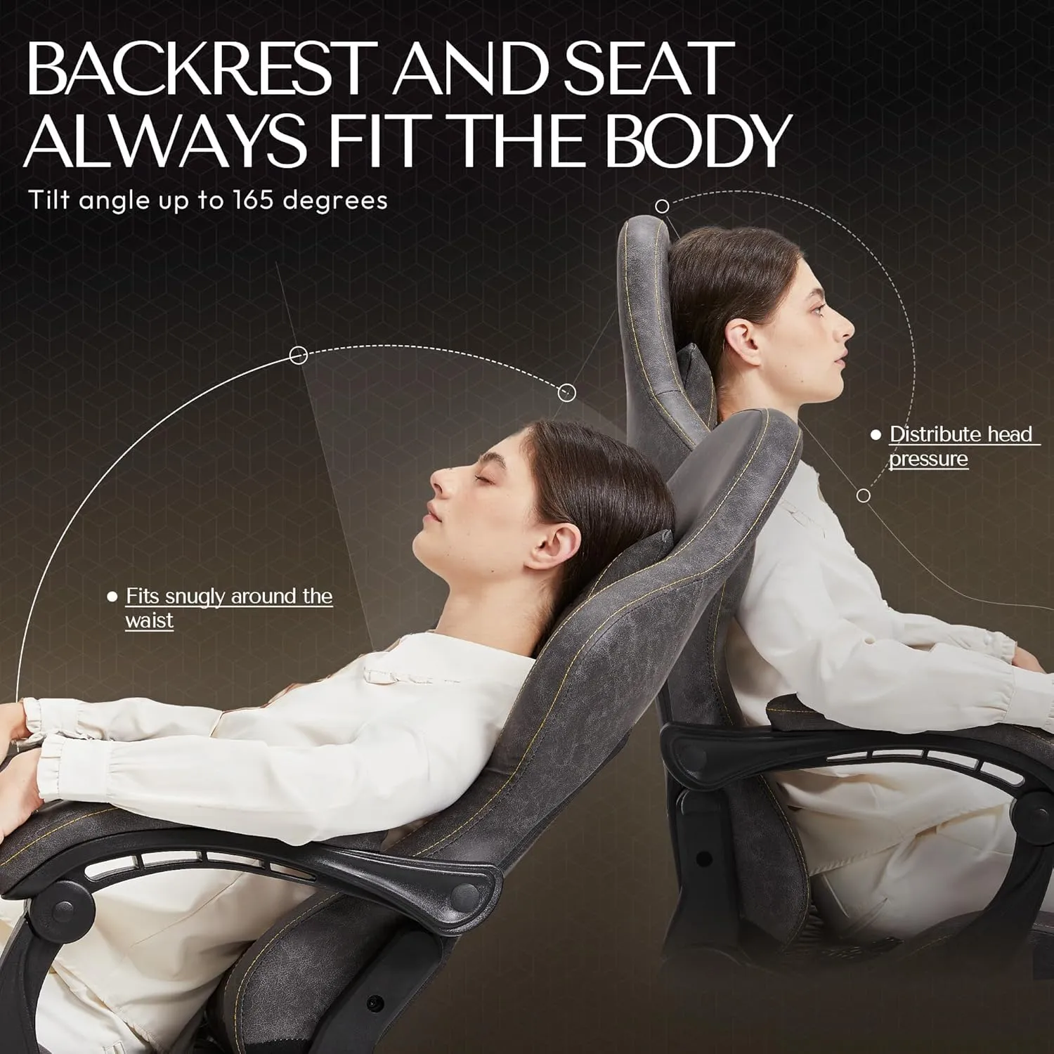 Dowinx Gaming Chair Big and Tall, Ergonomic Computer Chair with Footrest and Massage Lumbar Support, High Back Comfortable Gamer Chair for Adults 350Lbs PU Leather for Office Game, Grey