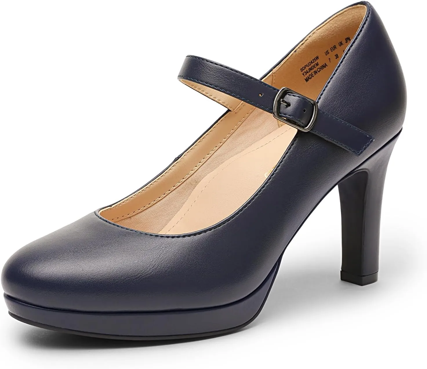 DREAM PAIRS Women's Pumps Close Toe Classic High Heels Round Toe Comfortable Low Platform Mary Jane Dress Shoes