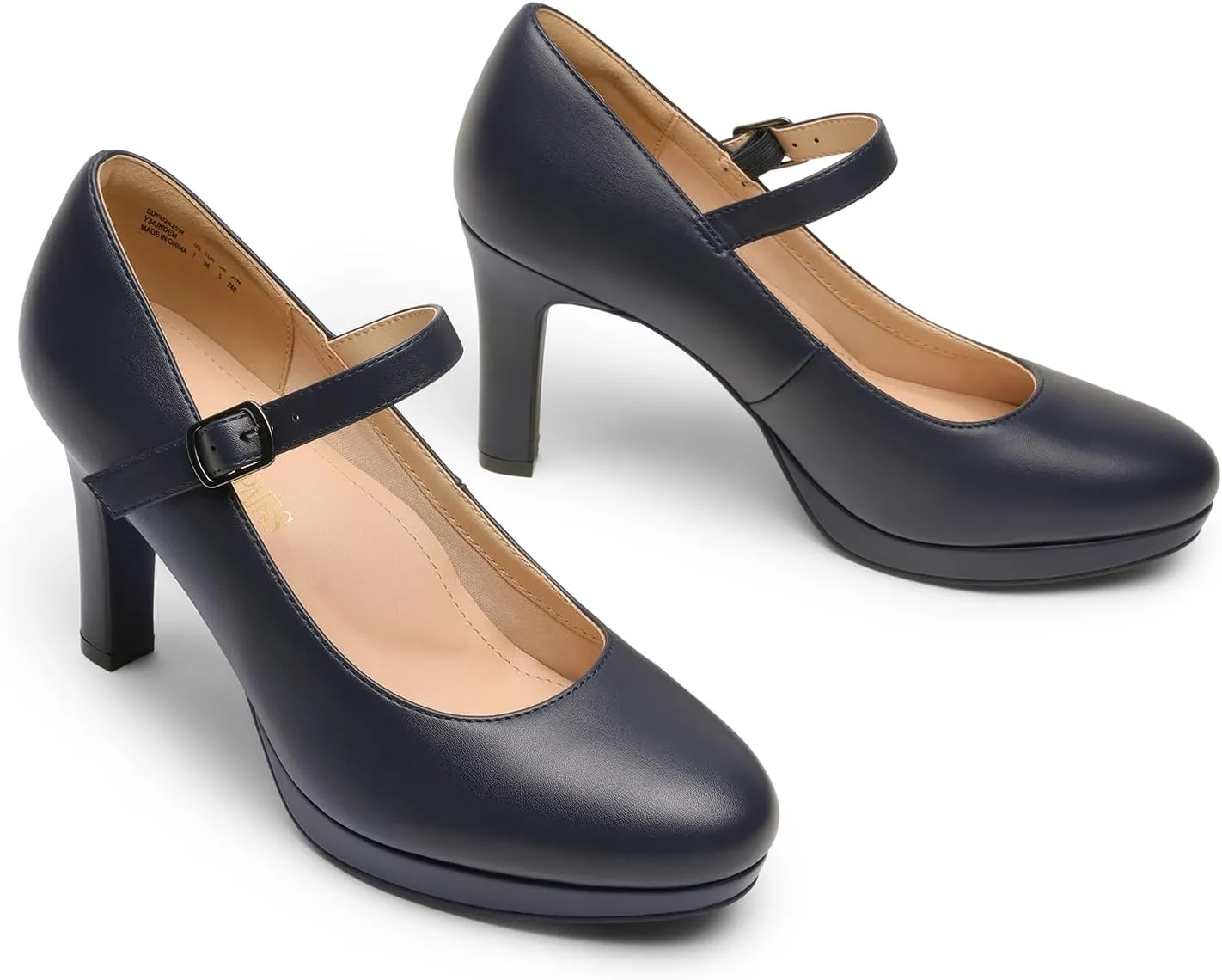 DREAM PAIRS Women's Pumps Close Toe Classic High Heels Round Toe Comfortable Low Platform Mary Jane Dress Shoes