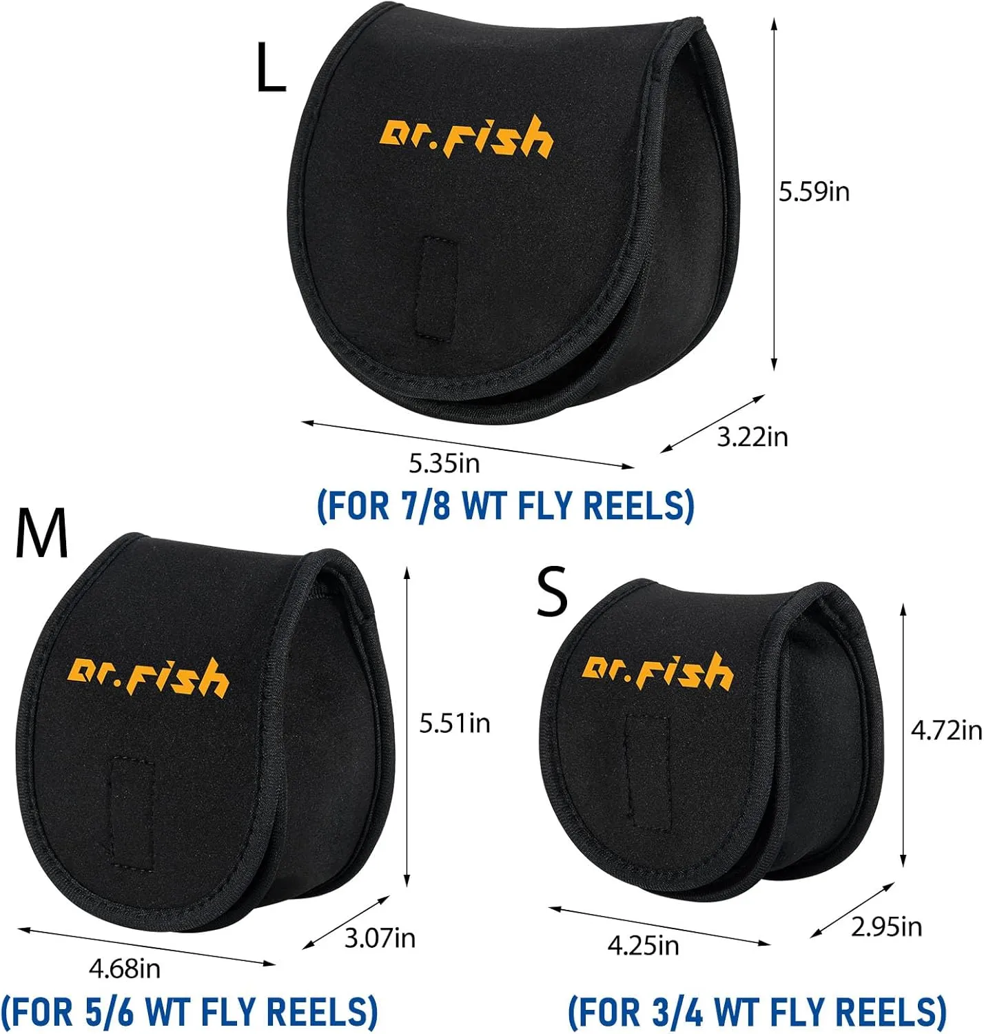 Dr.Fish Fly Fishing Reel Cover Portable Fishing Reel Bag Protective Soft Pocket Cover Pouch Fly Gear Storage Case Size L