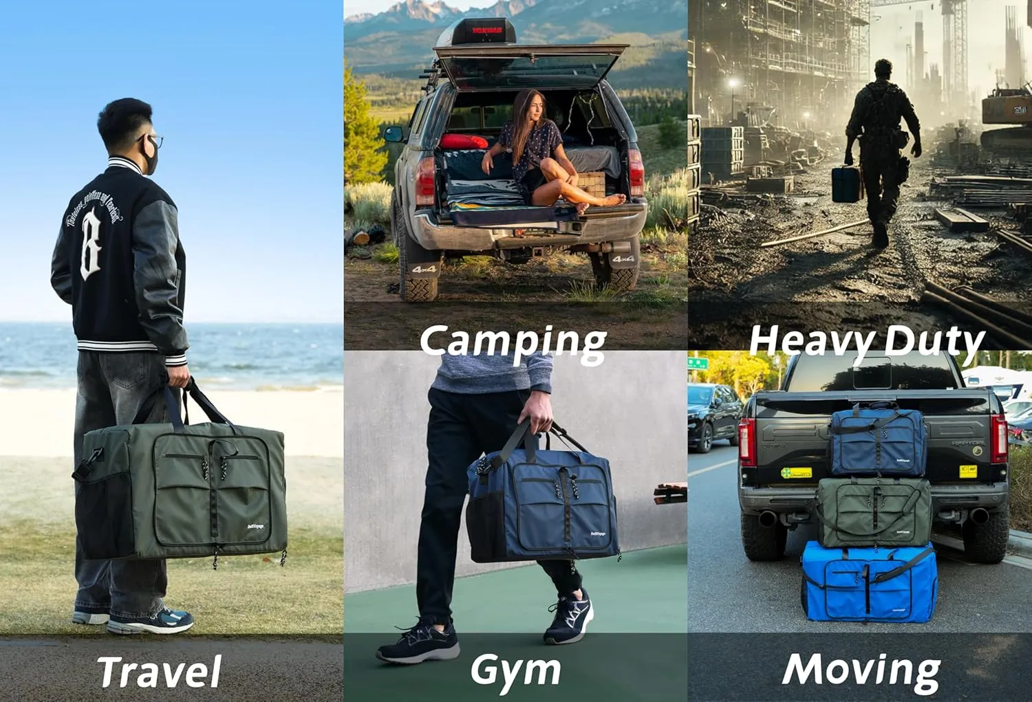 Duffle Bag Foldie Travel Bag Expandable Duffle Bag for Travel Duffle Bag for Men Travel Duffel Bags Mens Travel Bag Canvas Foldable Heavy Duty Large Sports Camping Big Duffle Bags Bulk 80L Black