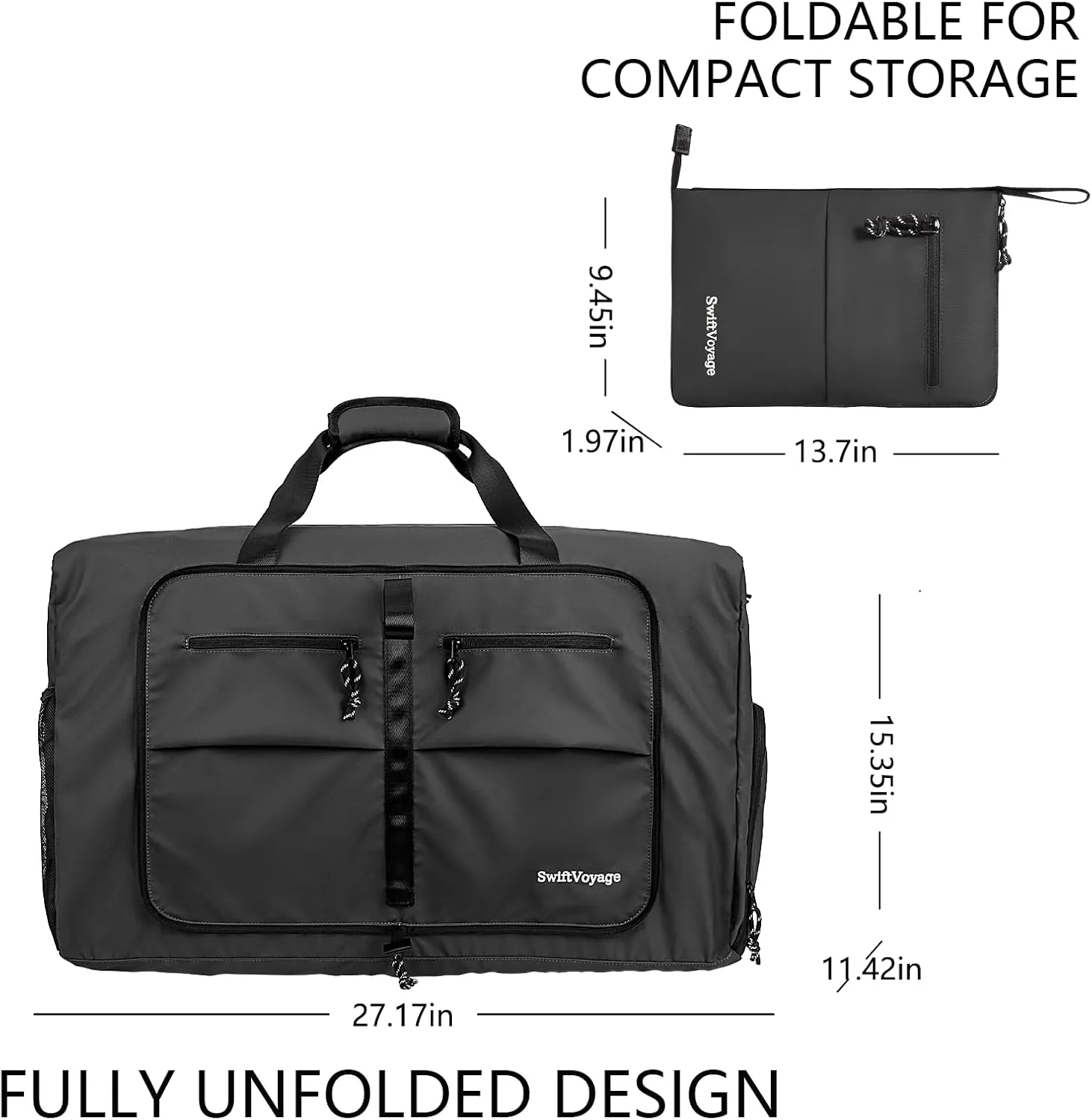 Duffle Bag Foldie Travel Bag Expandable Duffle Bag for Travel Duffle Bag for Men Travel Duffel Bags Mens Travel Bag Canvas Foldable Heavy Duty Large Sports Camping Big Duffle Bags Bulk 80L Black