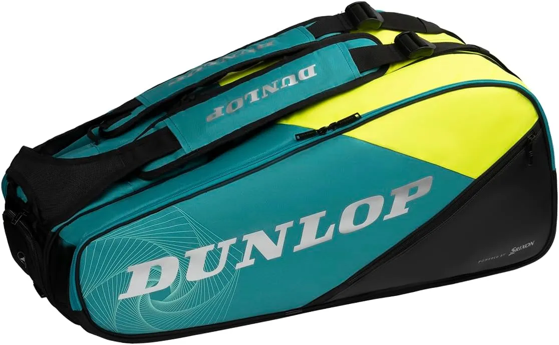 Dunlop Sports SX Performance Tennis Bag, Black/Yellow/Teal - 8-Racket