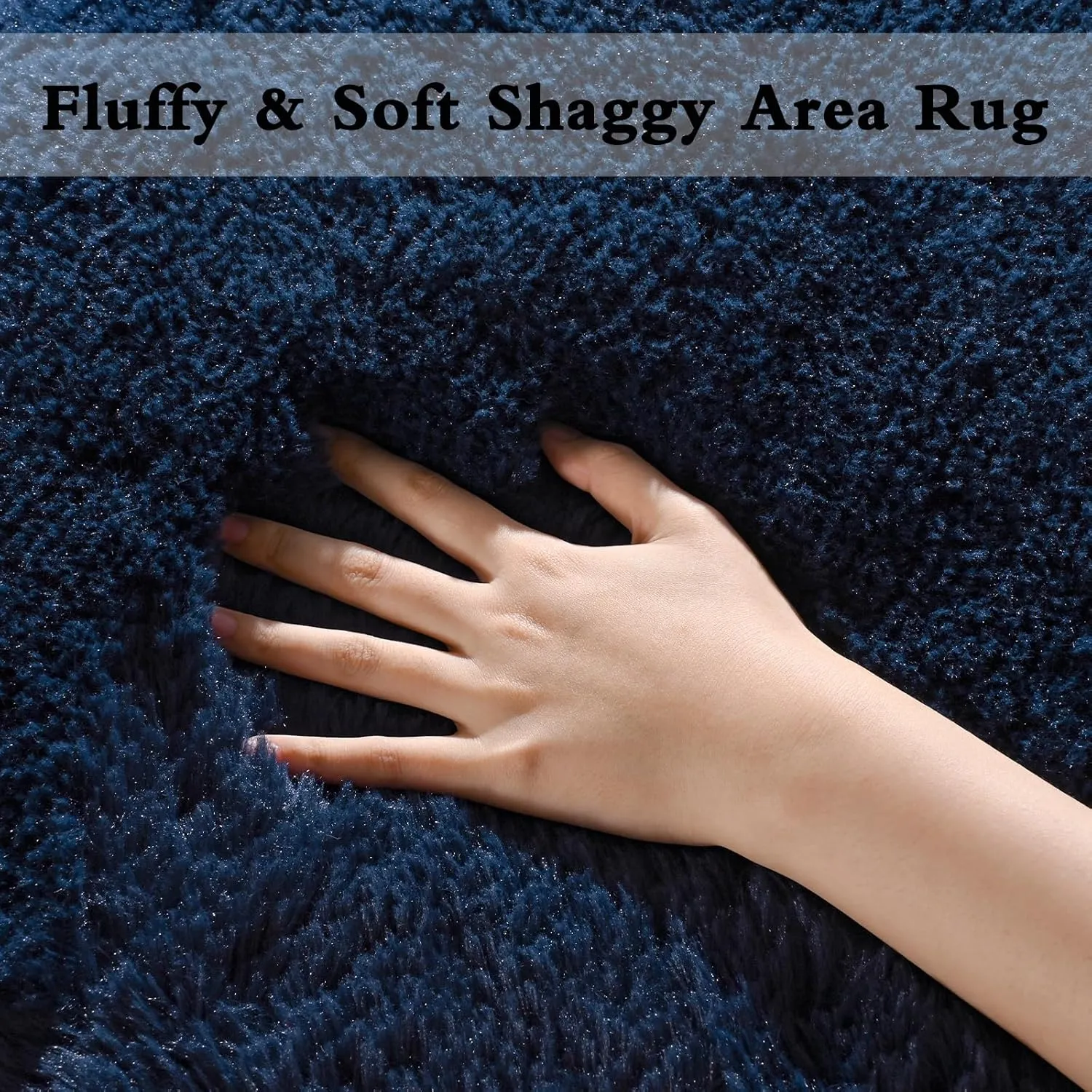 DweIke Area Rugs for Bedroom Living Room, 4x6 Fluffy Navy Blue Non-Slip Carpet for Kids Boys Girls Teen Dorm Nursery Home Decor, Super Soft Shaggy Plush Indoor Bedside Carpets