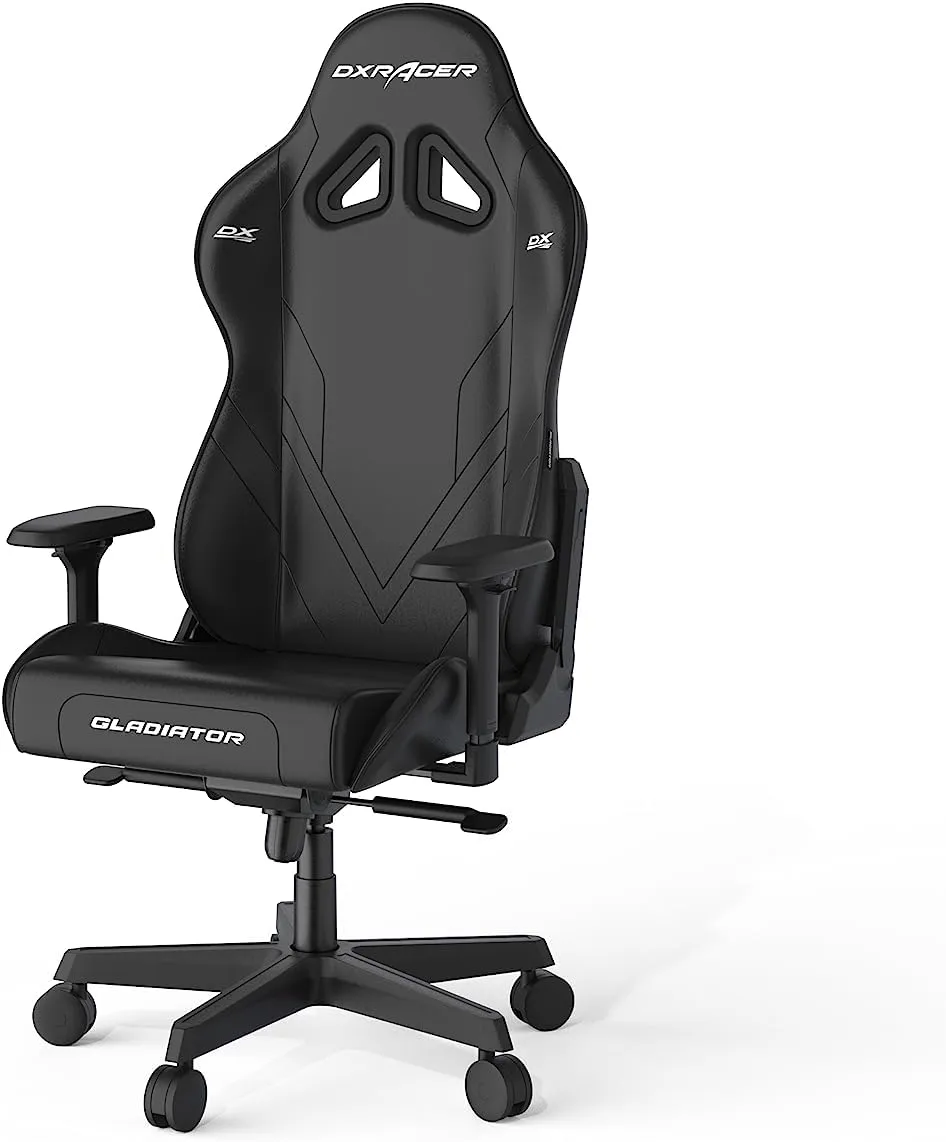 DXRacer Gaming Chair with 4D Armrest, Premium PVC Leather Racing Office Computer Recliner with Ergonomic Headrest and Lumbar Support, Black