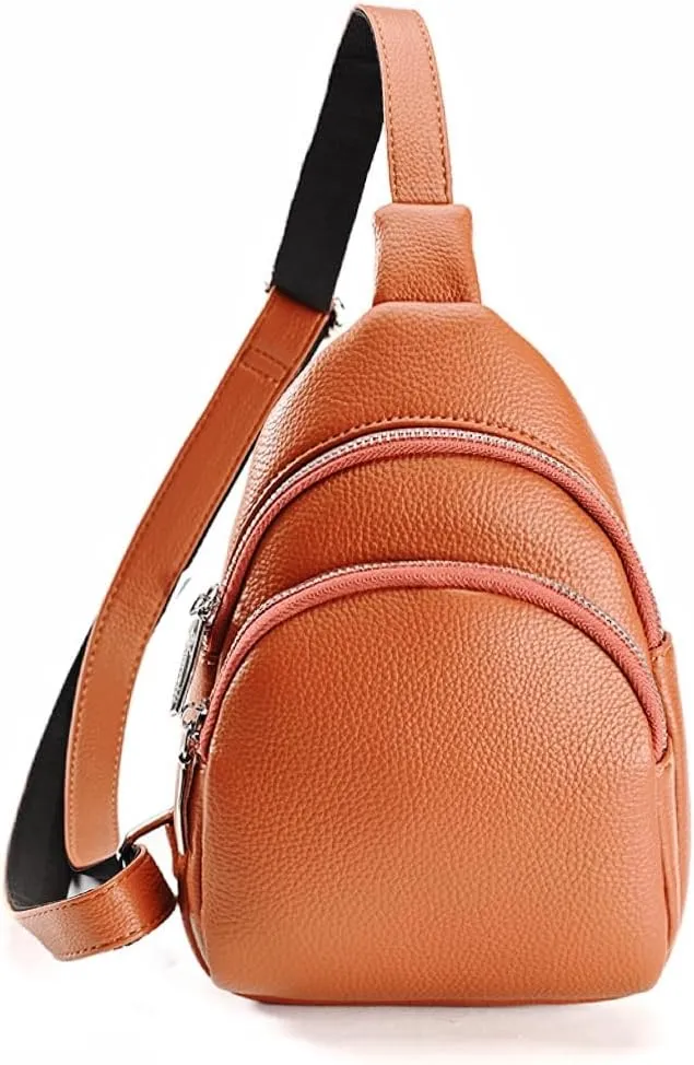 DYJ Sling Bag for Women,Lightweight Shoulder Chest Multi-Pocket Pack Bag, Leather Travel Purse and Gifts