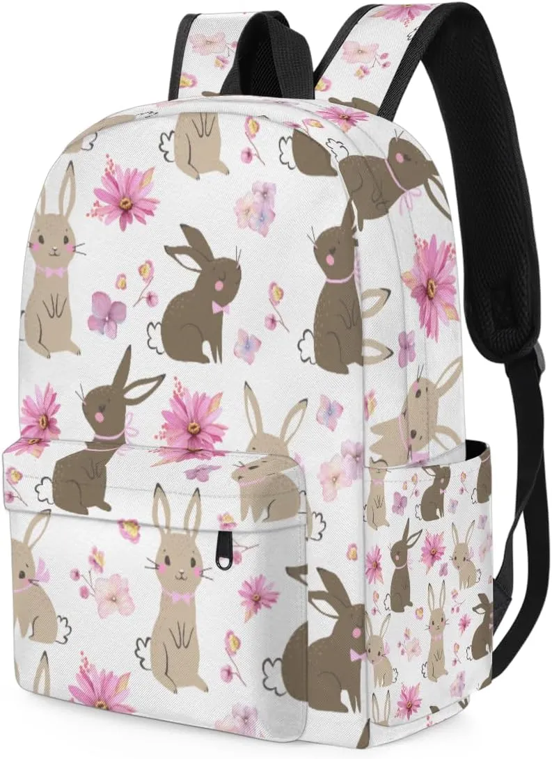Easter Bunny Kids Backpack for Boys Girls Rabbit Flower Preschool Toddler Backpack Kindergarten Nursery Bookbag Travel Children Lightweight School Bag