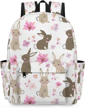 Easter Bunny Kids Backpack for Boys Girls Rabbit Flower Preschool Toddler Backpack Kindergarten Nursery Bookbag Travel Children Lightweight School Bag