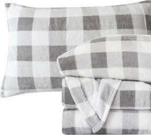 Elegant Comfort Luxuriously Soft 4-Piece Velvet Plush Flannel Sheet Set - Premium Quality - Cozy Warm, Anti-Static, Non Pilling Fuzzy Velvet Flannel Fleece Deep Pocket Sheet Set - King, Buffalo Gray