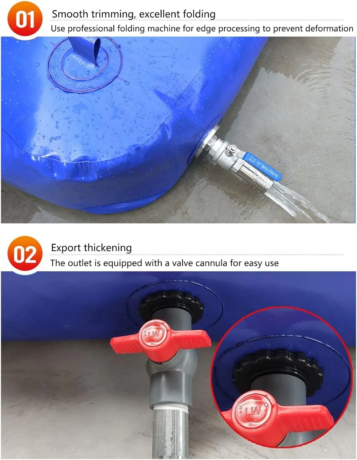 EMYJAY Water Storage Bag, Foldable Water Storage Tank Large-Capacity Water Bag High Density PVC Good Sealing Strong Flexibility Strong Environmental Adaptability
