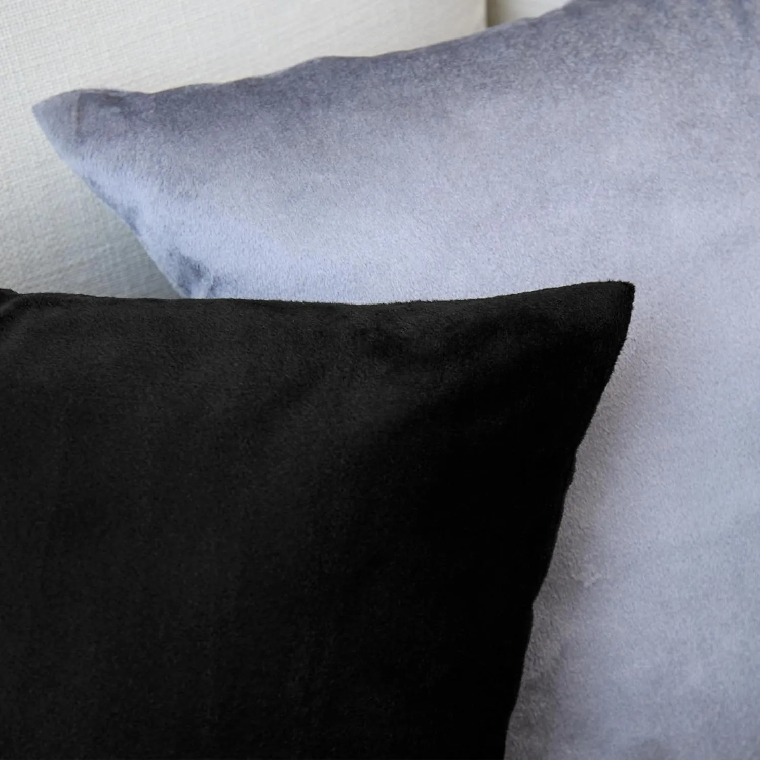 Encasa XO Velvet Throw Pillow Covers 18x18 in (45x45 cm) - Black - Set of 2 No Inserts, Only Pack of 2 Cases | Soft Square Decorative Euro Shams Cushion Cover for Couch, Sofa