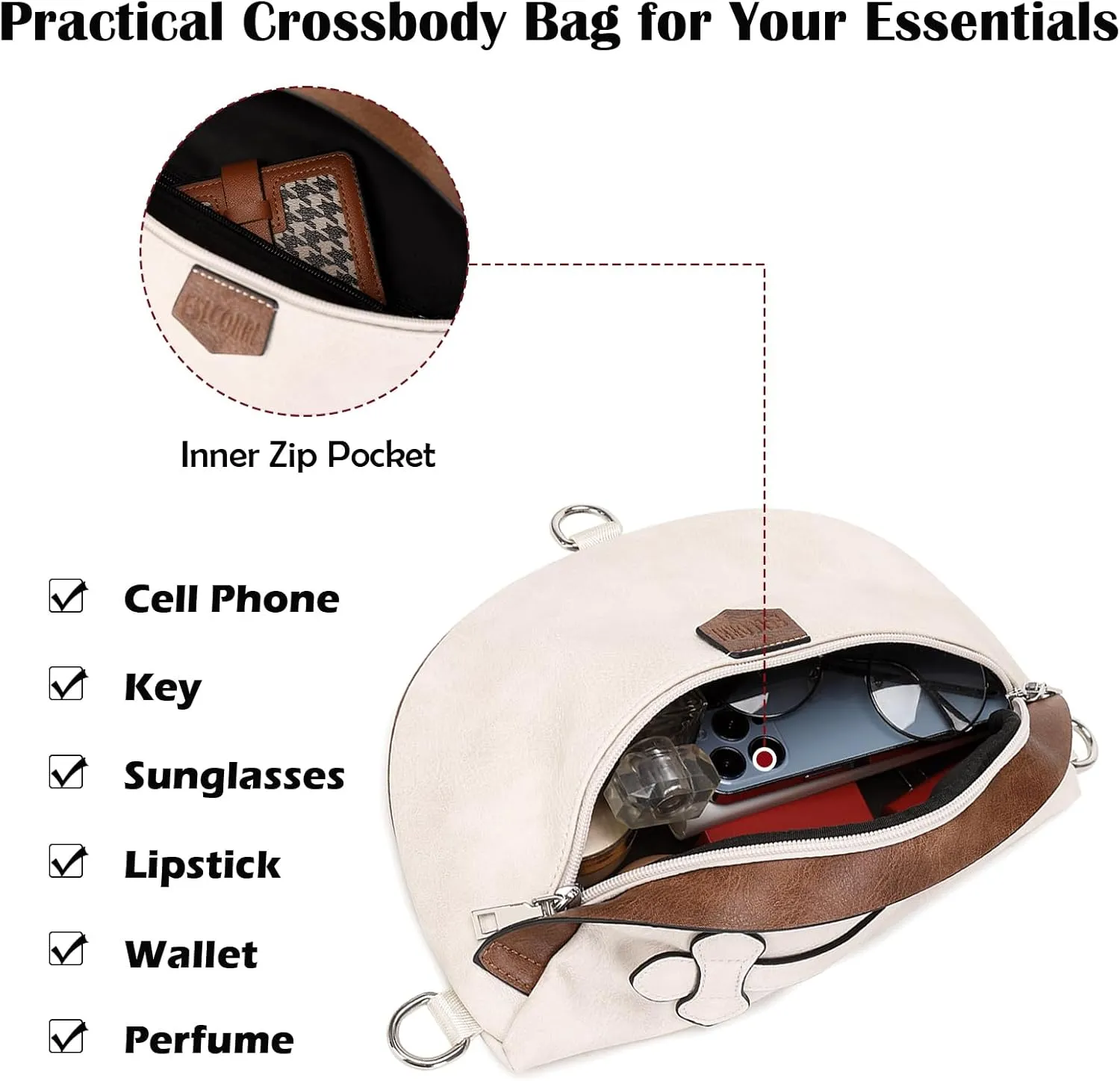 Eslcorri Crossbody Bags for Women - Fashion Sling Purse Shoulder Bag Fanny Pack Leather Causal Chest Bum Bag Cross Body Purse