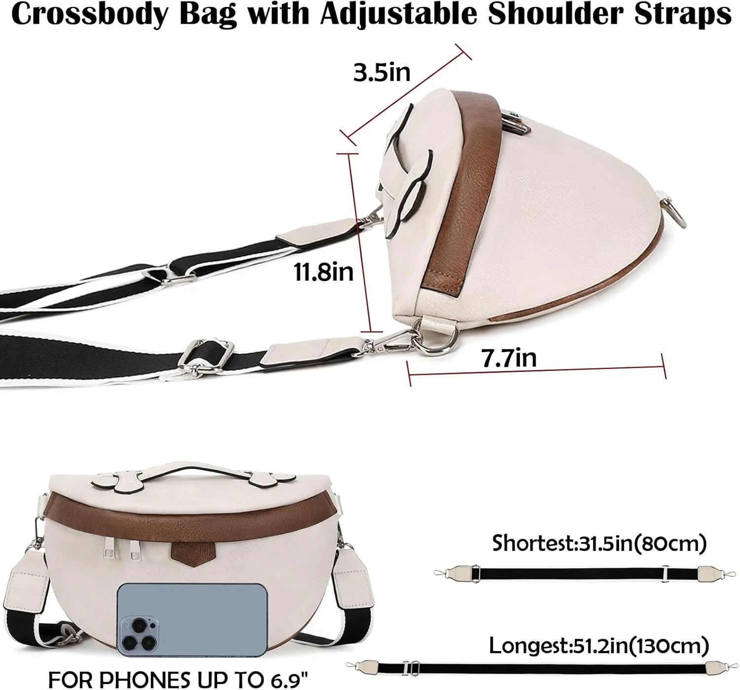 Eslcorri Crossbody Bags for Women - Fashion Sling Purse Shoulder Bag Fanny Pack Leather Causal Chest Bum Bag Cross Body Purse