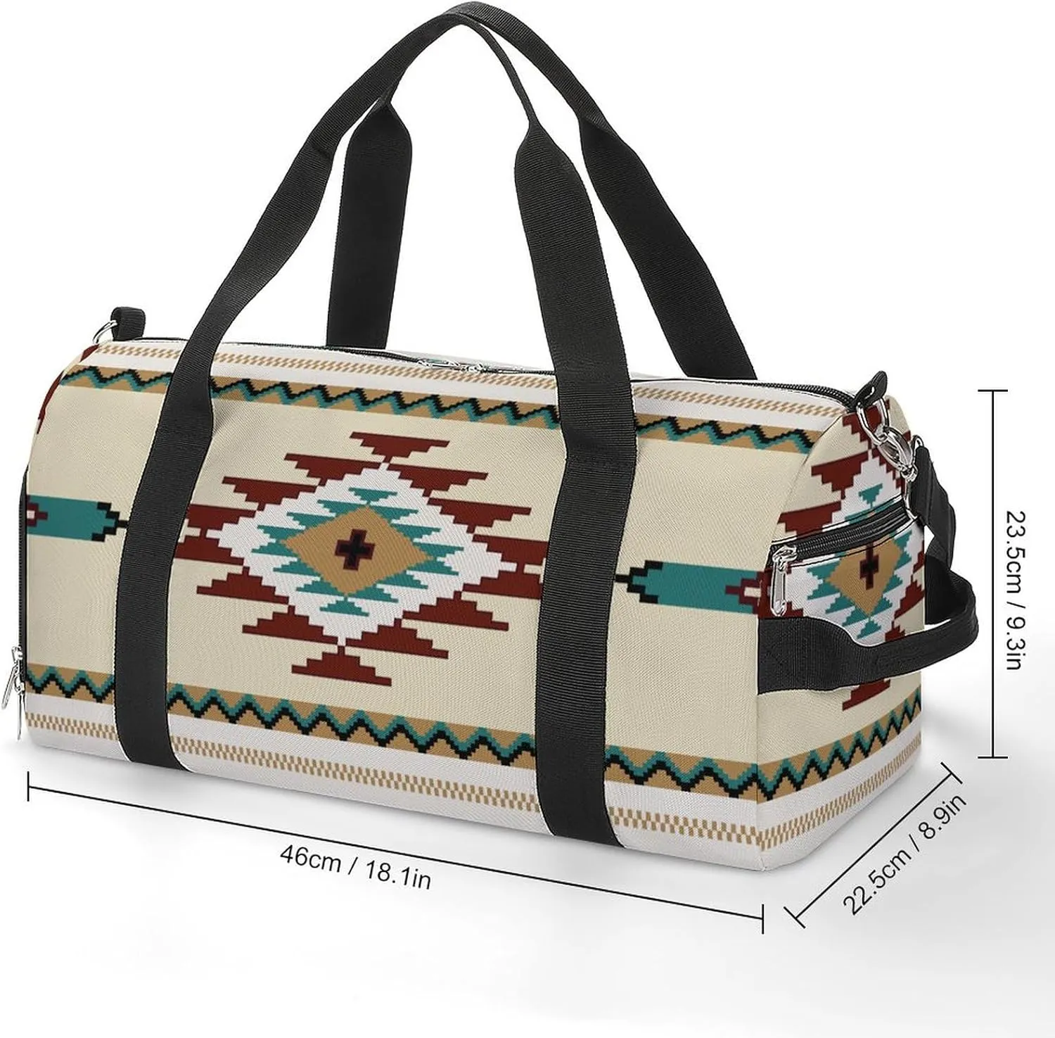Ethnic Indiana Southwest Western Tribal Aztec Green A Fitness Bag with Large Storage Space Is Suitable for Portable Outdoor Use