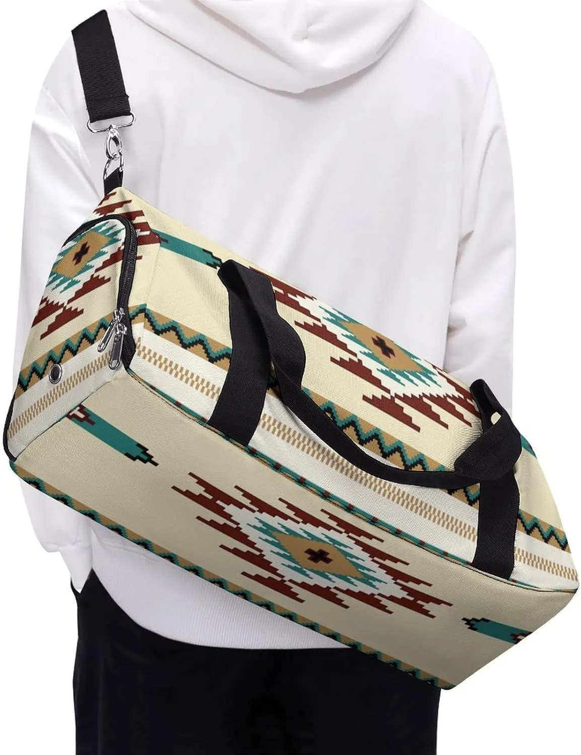 Ethnic Indiana Southwest Western Tribal Aztec Green A Fitness Bag with Large Storage Space Is Suitable for Portable Outdoor Use