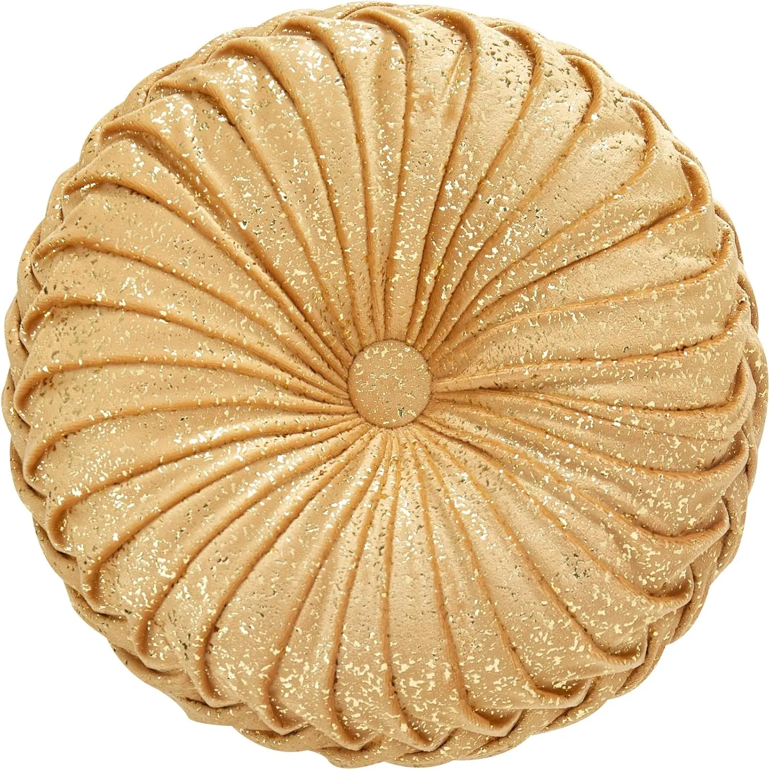 EUCIOR Round Throw Pillows,Golden Throw Pillows,Soft Spandex Velvet Fabric,Pumpkin Pleated Handmade Gold Round Velvet Decorative Pillow for Sofa Bedroom Livingroom(Golden)