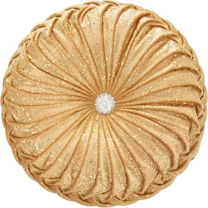EUCIOR Round Throw Pillows,Golden Throw Pillows,Soft Spandex Velvet Fabric,Pumpkin Pleated Handmade Gold Round Velvet Decorative Pillow for Sofa Bedroom Livingroom(Golden)