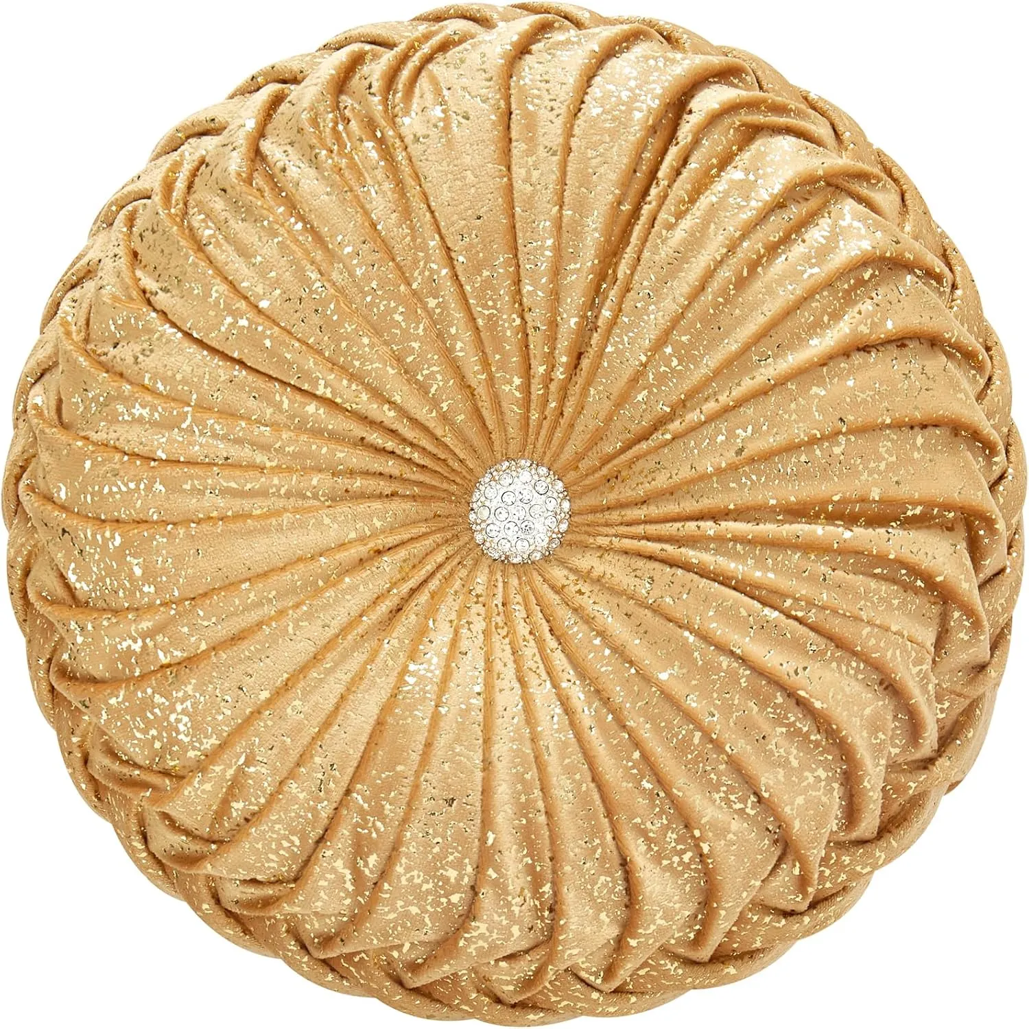 EUCIOR Round Throw Pillows,Golden Throw Pillows,Soft Spandex Velvet Fabric,Pumpkin Pleated Handmade Gold Round Velvet Decorative Pillow for Sofa Bedroom Livingroom(Golden)