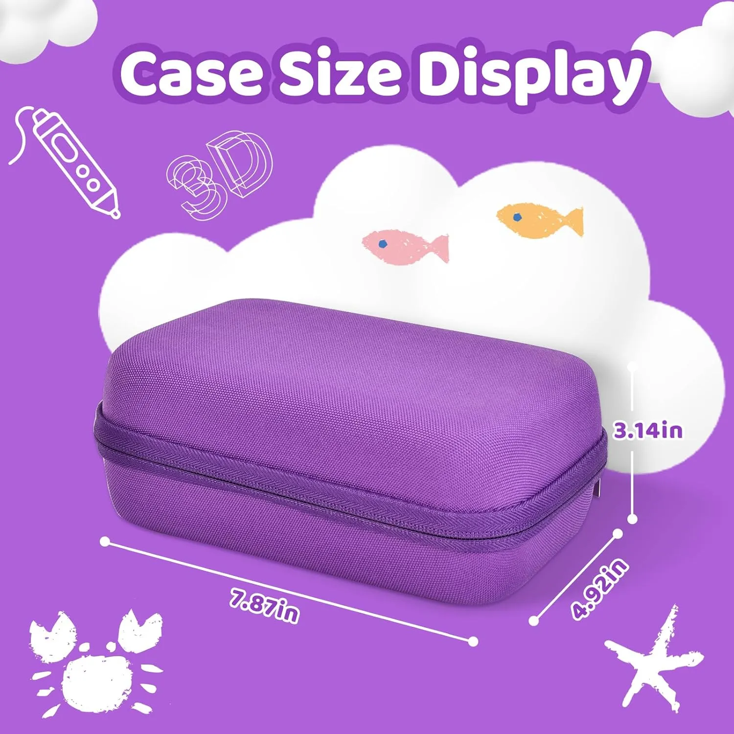 EVA Storage Case Compatible with SCRIB3D P1 3D Printing Pen Set, Portable Travel Bag for 3D Pen, Refills and Cables (Purple)