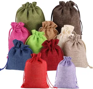 Ewanda store 50 Pcs Linen Burlap Bags with Drawstring,5"x7" Burlap Favor Sack Jewelry Pouches Sacks for Party Favors,Gifts,Christmas Presents or DIY Craft