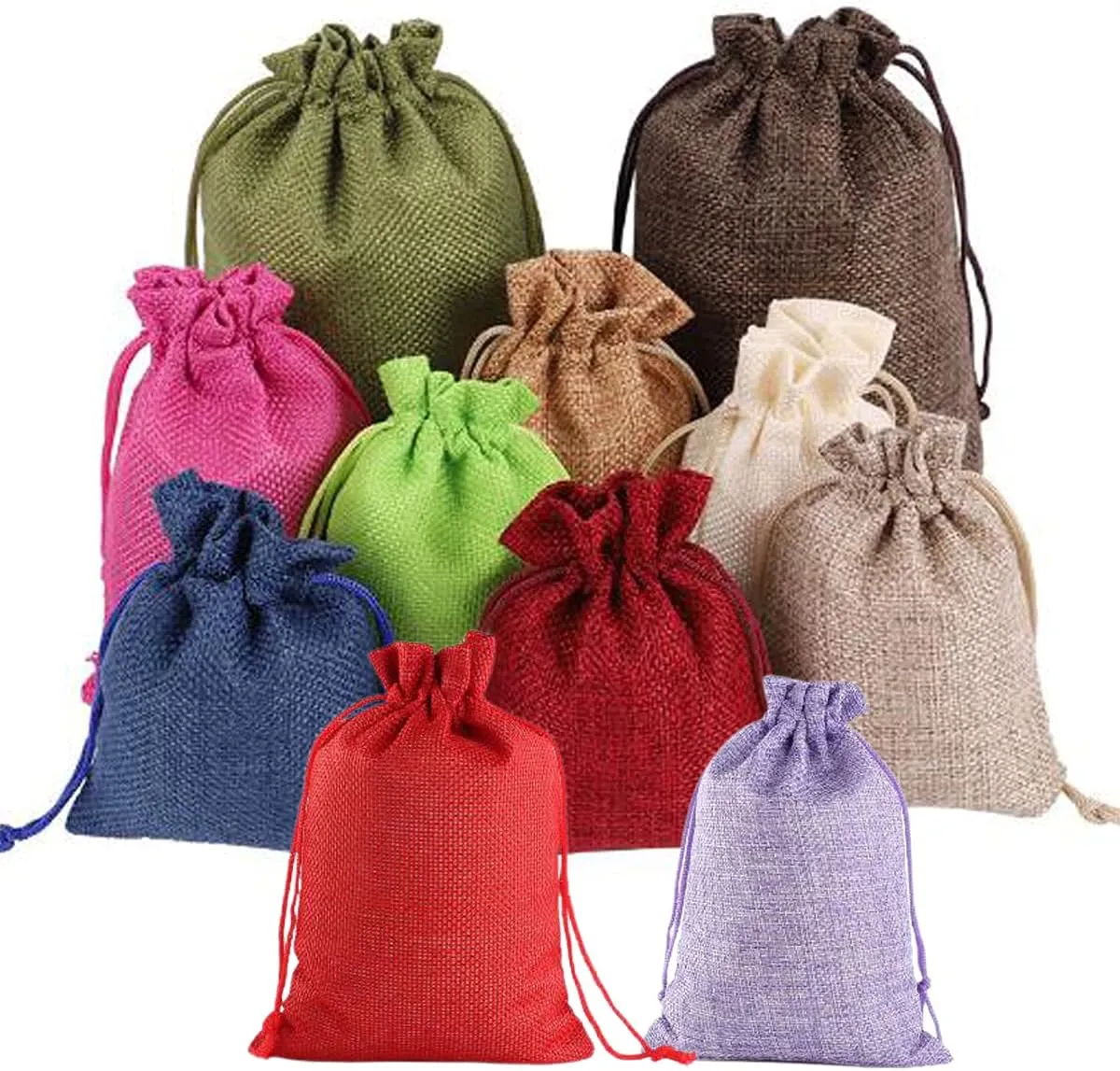Ewanda store 50 Pcs Linen Burlap Bags with Drawstring,5"x7" Burlap Favor Sack Jewelry Pouches Sacks for Party Favors,Gifts,Christmas Presents or DIY Craft