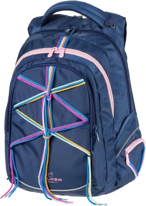 Fame Skandi 42014-070 School Backpack with 3 Compartments and Side Pockets, School Bag with Back Padding and Adjustable Hip, Shoulder and Chest Strap, Water-Repellent Blue, Blue, ca. 32 x 24 x
