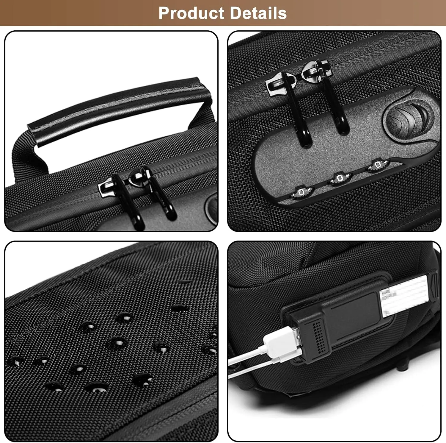 Fanny Pack for Men, Oxford Cloth Shoulder Bag Waist Bag and Hip Bum Bag with USB Charging Port & Anti-Theft (Black)