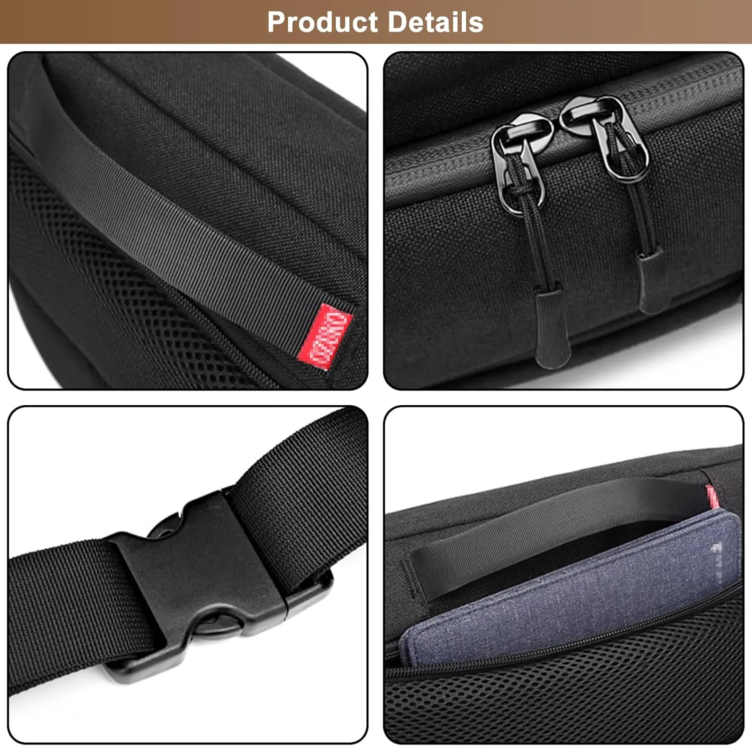 Fanny Pack for Men Women, Oxford Cloth Shoulder Bag Waist Packs Bag for Outdoor Hiking Fishing with USB Charging Port (Black)