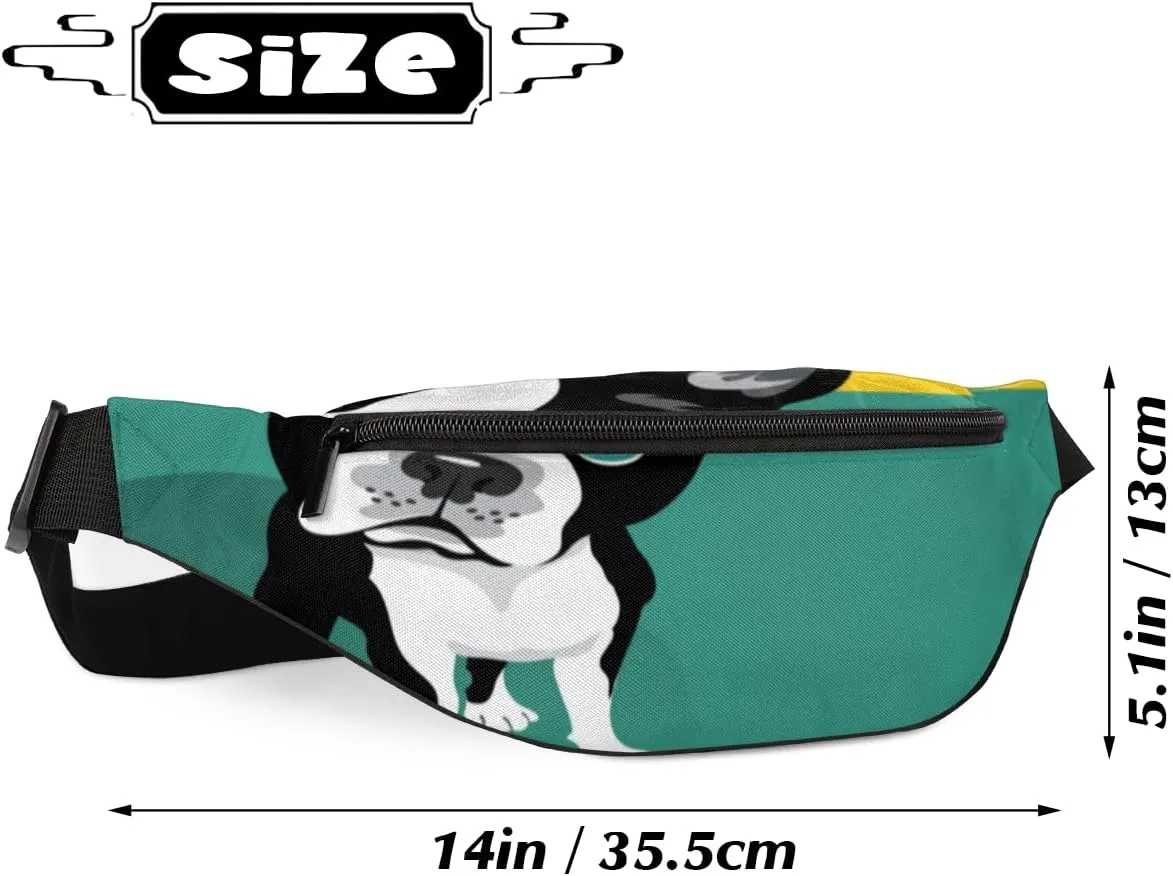 Fanny Pack for Women Men Waist Pack Animal Boston Terrier Dog Crossbody Bag with Adjustable Straps for Hiking Running Walking Travel Cycling