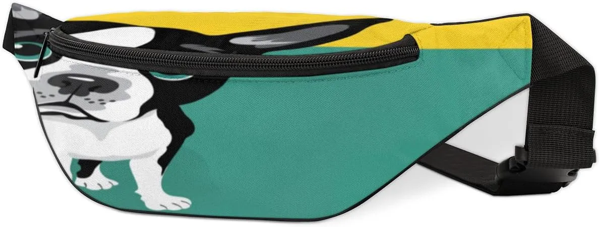 Fanny Pack for Women Men Waist Pack Animal Boston Terrier Dog Crossbody Bag with Adjustable Straps for Hiking Running Walking Travel Cycling