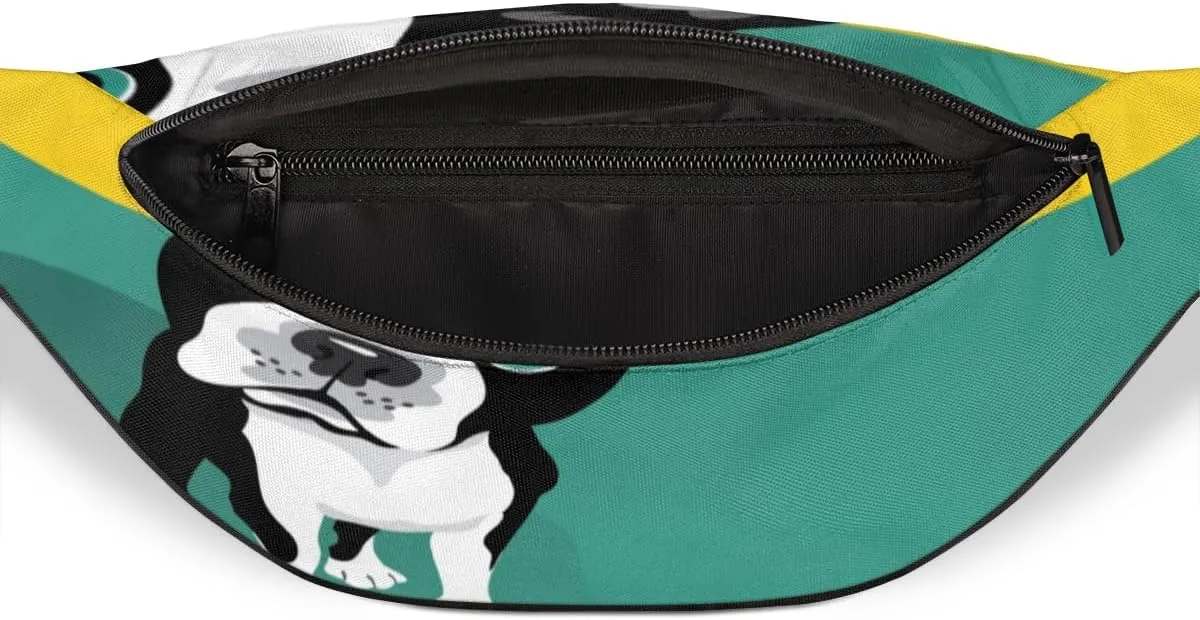 Fanny Pack for Women Men Waist Pack Animal Boston Terrier Dog Crossbody Bag with Adjustable Straps for Hiking Running Walking Travel Cycling