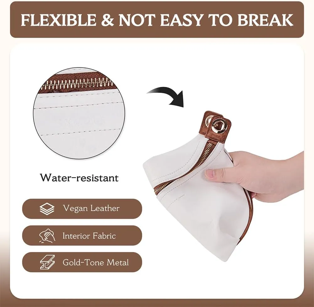 Fanny Pack for Women Vegan Leather Small Belt Bag Crossbody Bag Fashion Waist Pack Chest Bum Bag With 2 Straps White Brown