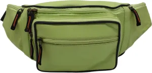 Fanny Pack Waist Bag Genuine Pebbled Leather Travel Hiking Sports Colors (Light Green)