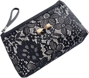 fashions Nylon Portable Waterproof Zipper Cosmetic Bag for Women (Black)