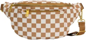 FAWN DESIGN The Fawny Pack Brown Fanny Pack, Fanny Pack for Women Crossbody Bag, 2 Pockets and 6 Interior Card Slots, Adjustable Nylon Strap
