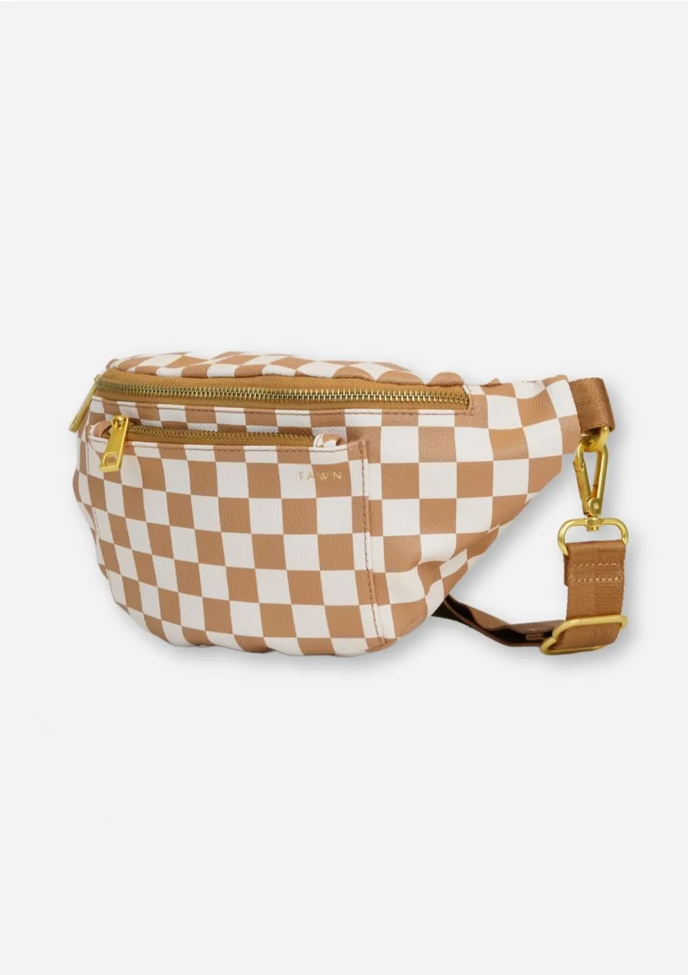 FAWN DESIGN The Fawny Pack Brown Fanny Pack, Fanny Pack for Women Crossbody Bag, 2 Pockets and 6 Interior Card Slots, Adjustable Nylon Strap