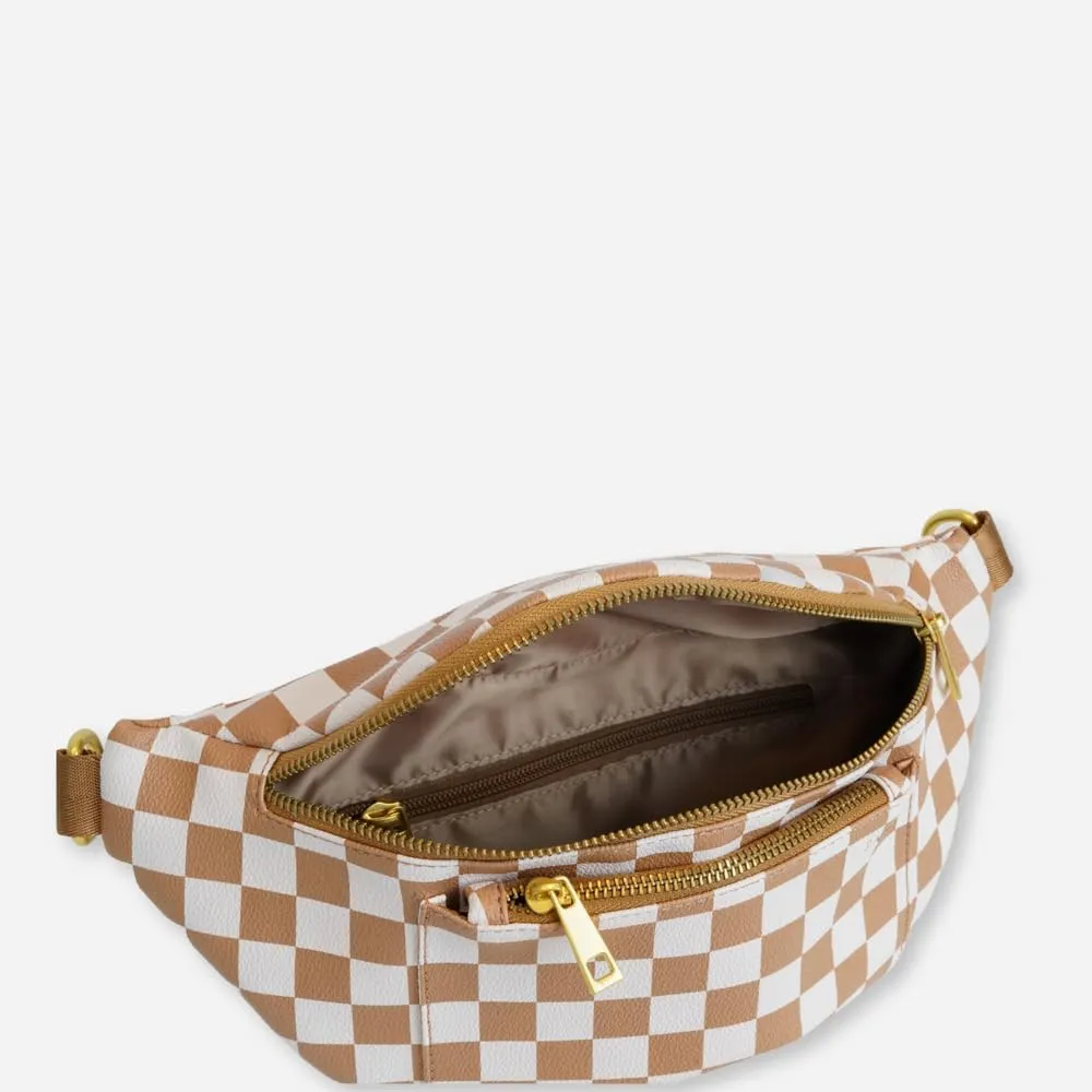 FAWN DESIGN The Fawny Pack Brown Fanny Pack, Fanny Pack for Women Crossbody Bag, 2 Pockets and 6 Interior Card Slots, Adjustable Nylon Strap