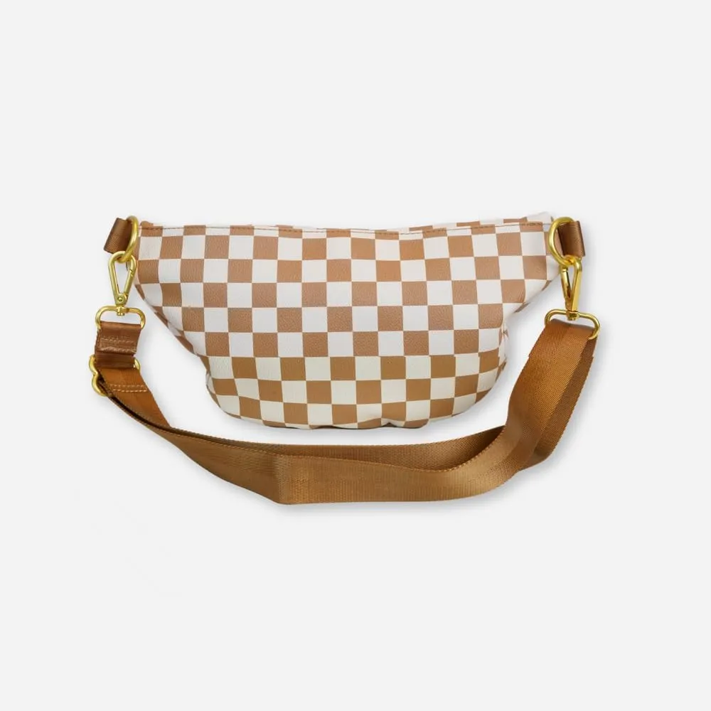 FAWN DESIGN The Fawny Pack Brown Fanny Pack, Fanny Pack for Women Crossbody Bag, 2 Pockets and 6 Interior Card Slots, Adjustable Nylon Strap