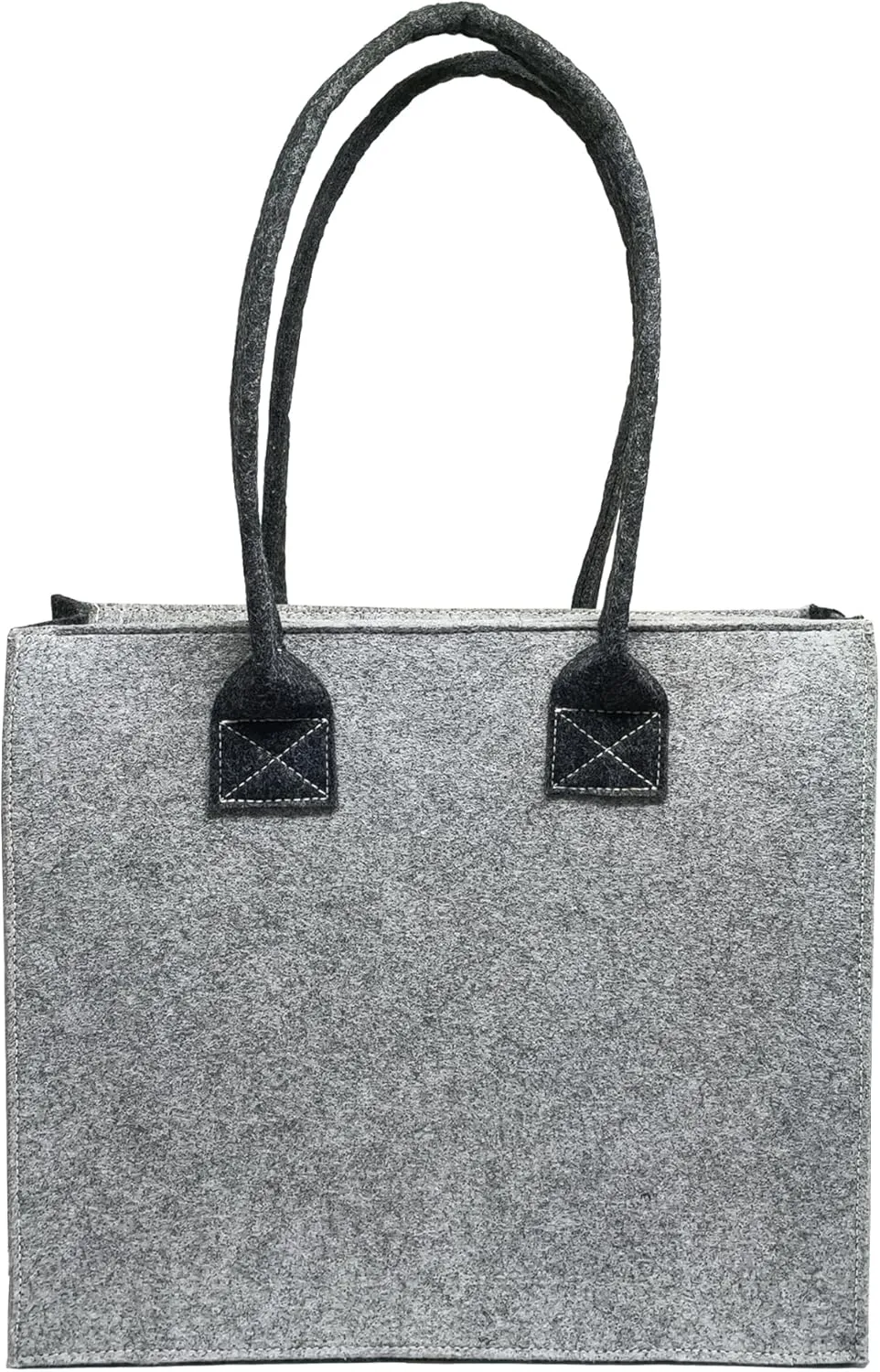 Felt Bag With Handles And Zipper Closure, Minimalist Handbag, Felt Tote, Grey And White Shoulder Bag, Gift Idea For Her