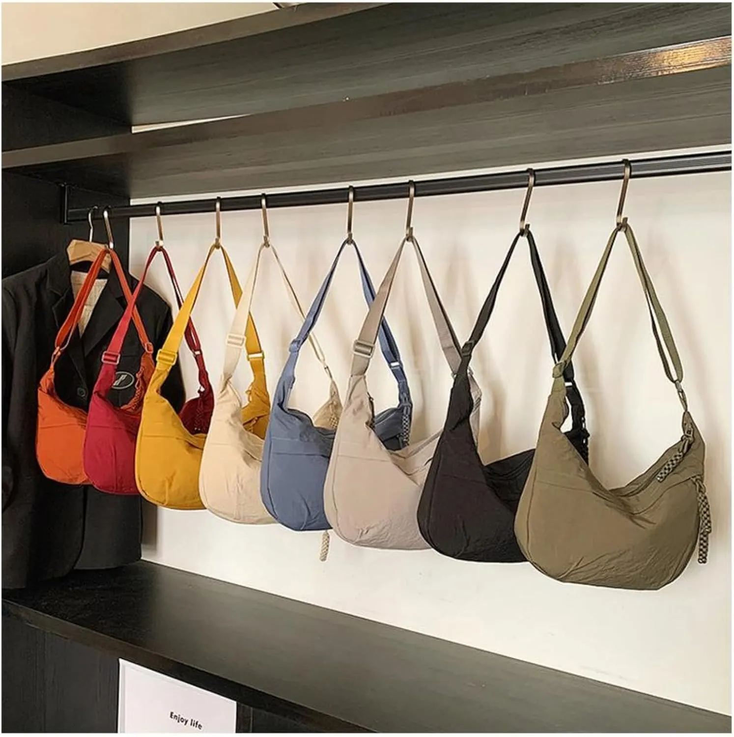 Festivalment Crossbody Bag, Fashion Plain Color Nylon Crossbody Bag, Nylon Messenger Bag Large Capacity Crossbody