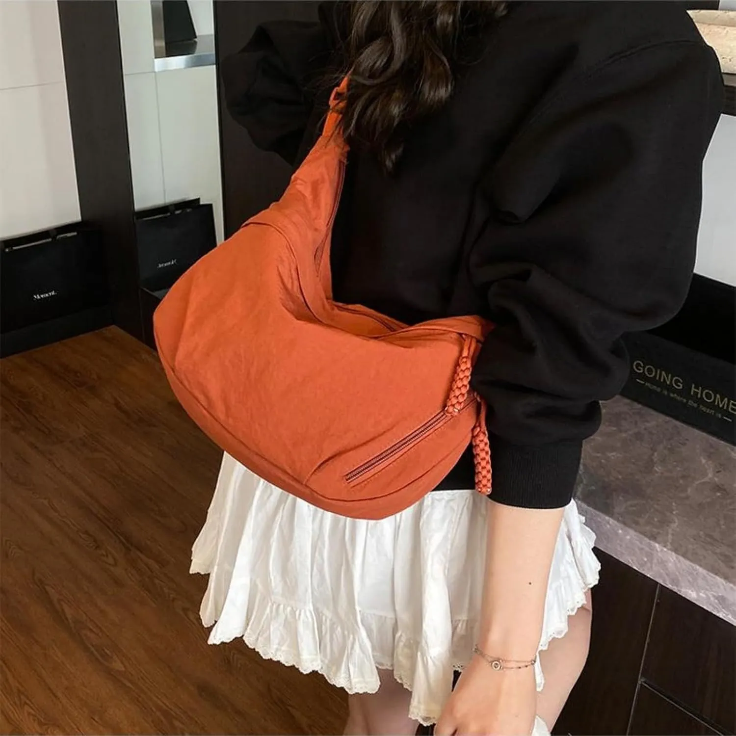 Festivalment Crossbody Bag, Fashion Plain Color Nylon Crossbody Bag, Nylon Messenger Bag Large Capacity Crossbody