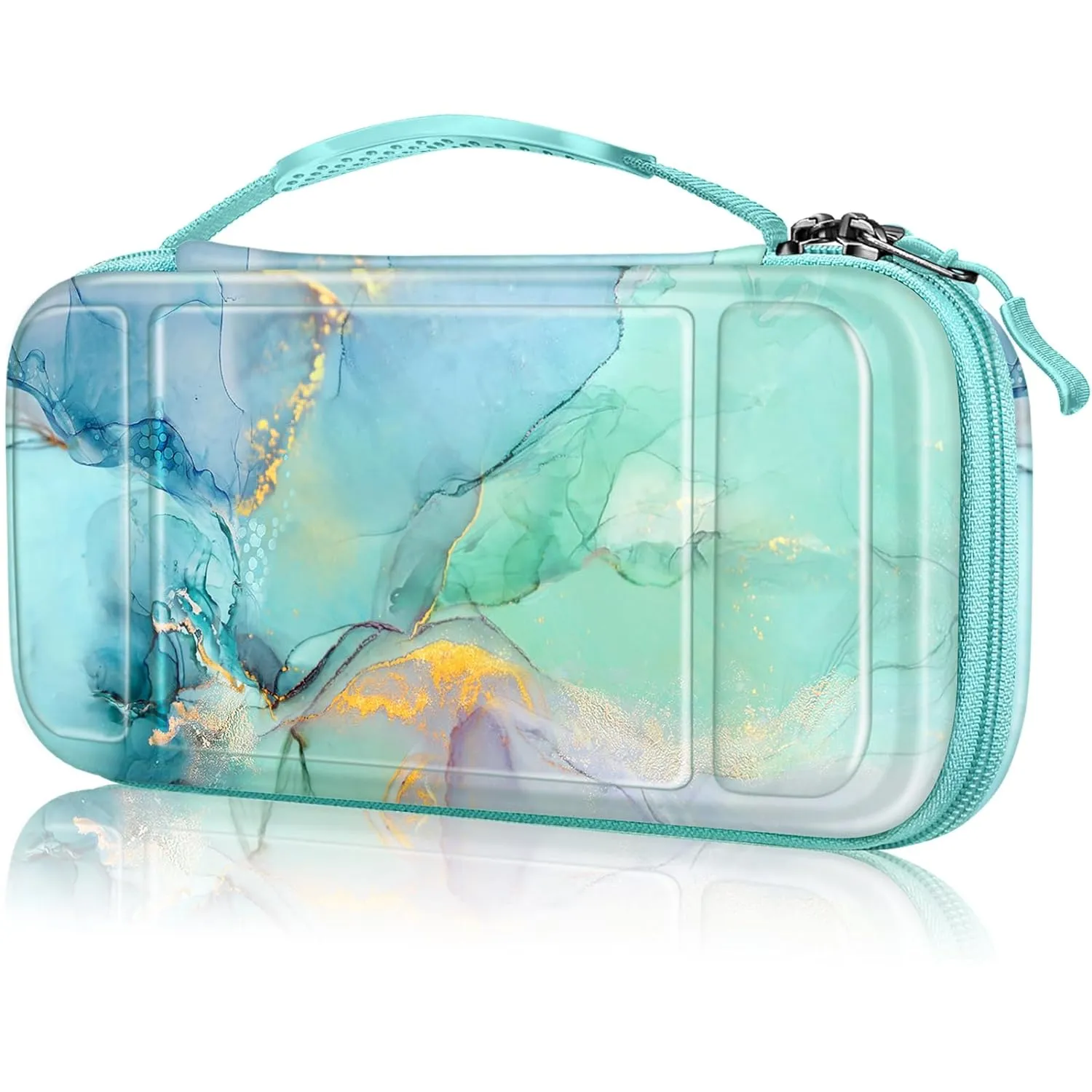 FINTIE Carrying Case for Nintendo Switch Lite 2019, [Shockproof] Hard Shell Protective Cover Travel Bag with Game Card & Micro SD Card Slots for Switch Lite Console & Accessories, Emerald Marble