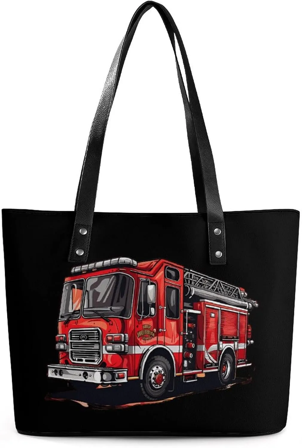 Fire Truck Firefighters Women's Tote Shoulder Bag Handbag Top Handle Leather 29 * 34 * 14cm